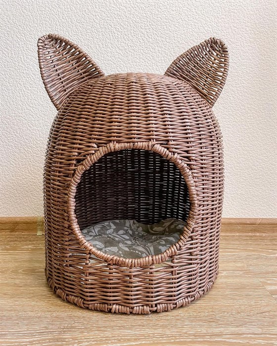 Домик для кошек "Кошкины ушки" 40 х 40 х 51 см, коричневый - фото 867054